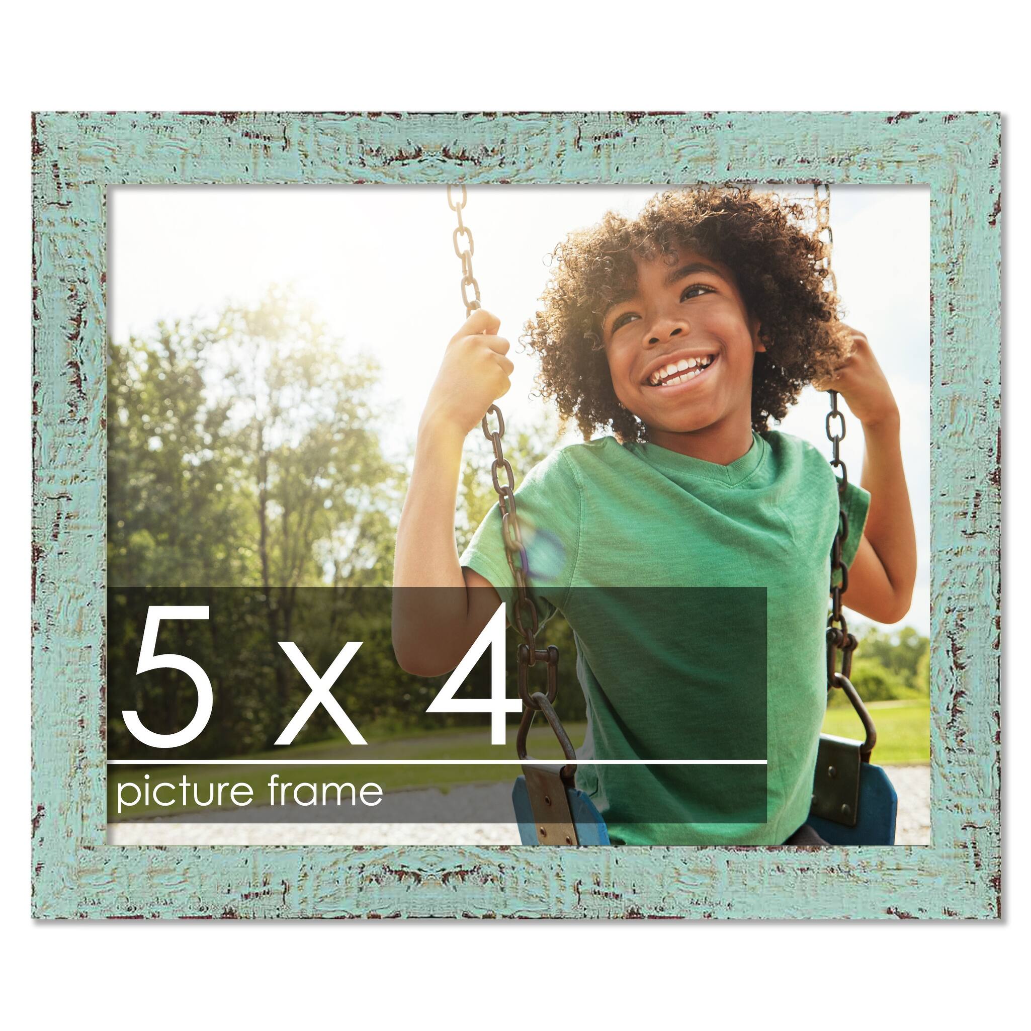 5x4 Shabby Chic / Farmhouse Green Wood Picture Frame UV Acrylic, Foam